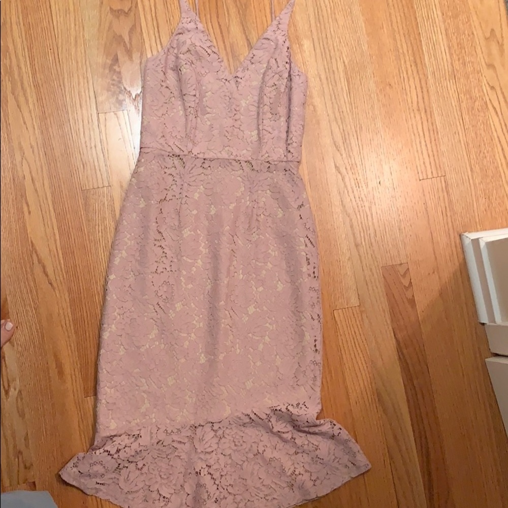 Tea length pink lace Shilla dress NEVER WORN
